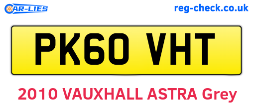 PK60VHT are the vehicle registration plates.