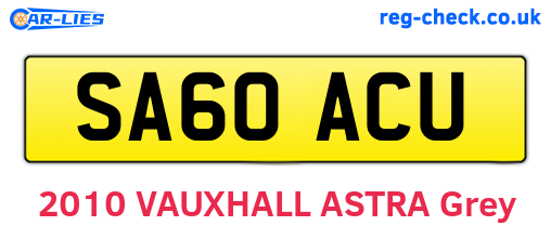 SA60ACU are the vehicle registration plates.