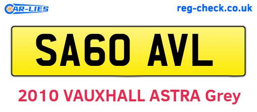 SA60AVL are the vehicle registration plates.