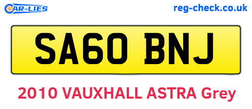 SA60BNJ are the vehicle registration plates.