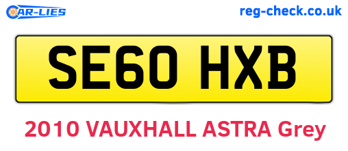 SE60HXB are the vehicle registration plates.