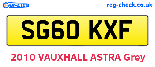 SG60KXF are the vehicle registration plates.