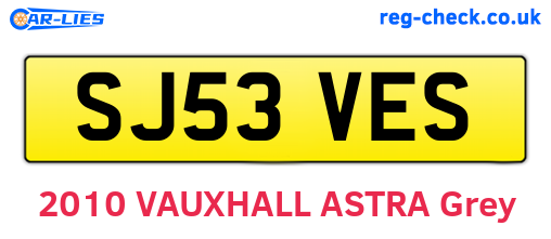 SJ53VES are the vehicle registration plates.