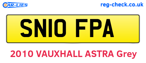 SN10FPA are the vehicle registration plates.