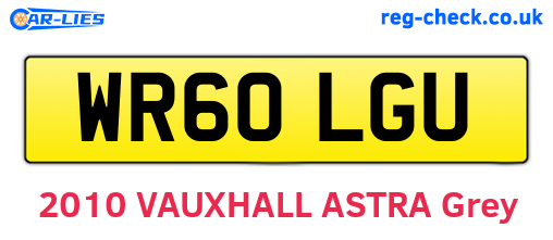 WR60LGU are the vehicle registration plates.