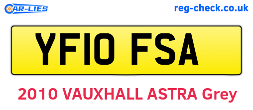 YF10FSA are the vehicle registration plates.