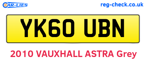 YK60UBN are the vehicle registration plates.