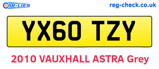 YX60TZY are the vehicle registration plates.