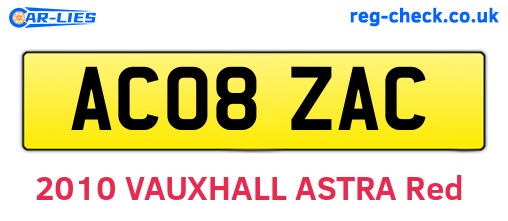 AC08ZAC are the vehicle registration plates.