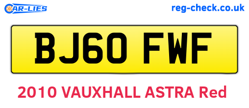 BJ60FWF are the vehicle registration plates.