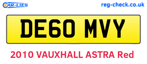 DE60MVY are the vehicle registration plates.
