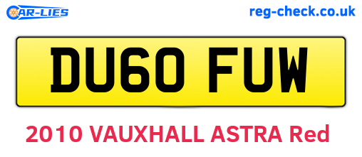 DU60FUW are the vehicle registration plates.