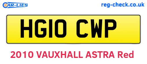 HG10CWP are the vehicle registration plates.