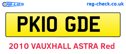 PK10GDE are the vehicle registration plates.