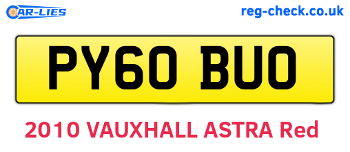 PY60BUO are the vehicle registration plates.