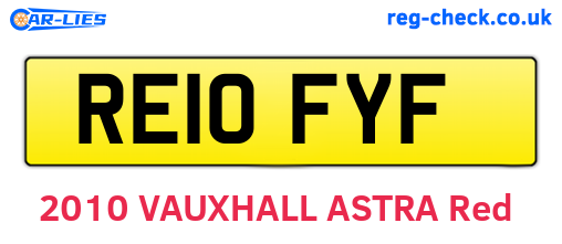 RE10FYF are the vehicle registration plates.