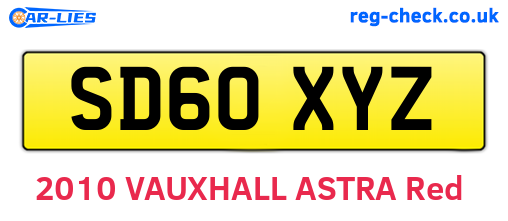 SD60XYZ are the vehicle registration plates.