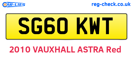 SG60KWT are the vehicle registration plates.