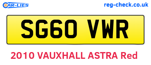 SG60VWR are the vehicle registration plates.