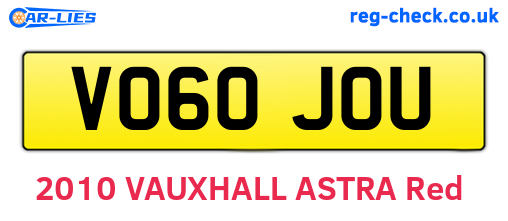 VO60JOU are the vehicle registration plates.