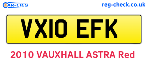 VX10EFK are the vehicle registration plates.