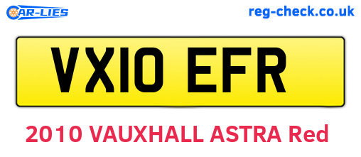 VX10EFR are the vehicle registration plates.