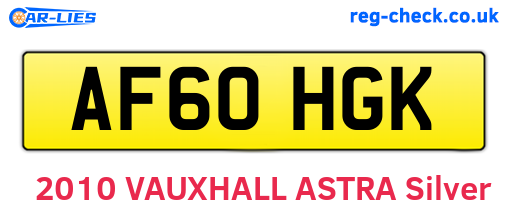 AF60HGK are the vehicle registration plates.