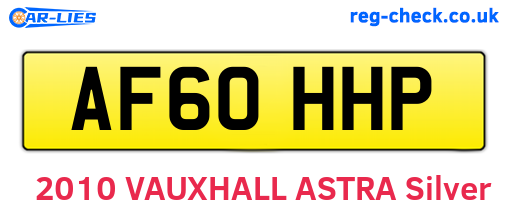 AF60HHP are the vehicle registration plates.