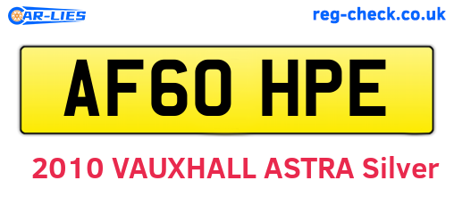 AF60HPE are the vehicle registration plates.