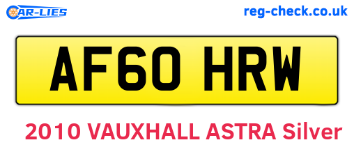 AF60HRW are the vehicle registration plates.