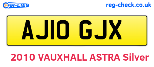 AJ10GJX are the vehicle registration plates.