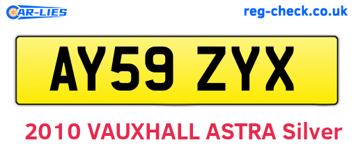 AY59ZYX are the vehicle registration plates.