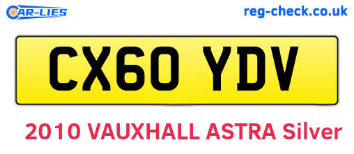 CX60YDV are the vehicle registration plates.
