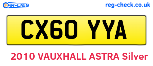 CX60YYA are the vehicle registration plates.