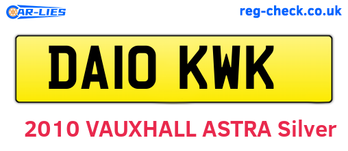 DA10KWK are the vehicle registration plates.