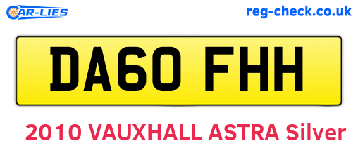 DA60FHH are the vehicle registration plates.