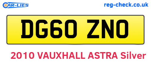 DG60ZNO are the vehicle registration plates.