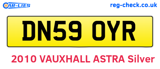DN59OYR are the vehicle registration plates.