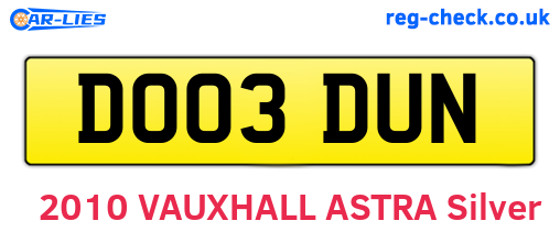 DO03DUN are the vehicle registration plates.