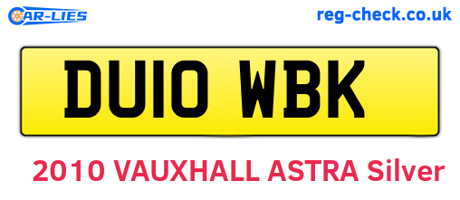 DU10WBK are the vehicle registration plates.