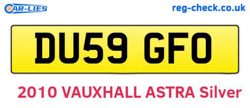 DU59GFO are the vehicle registration plates.