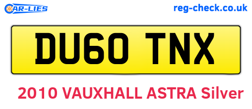 DU60TNX are the vehicle registration plates.