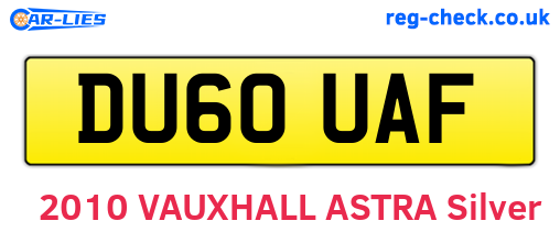 DU60UAF are the vehicle registration plates.