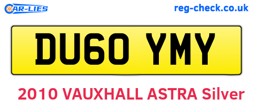 DU60YMY are the vehicle registration plates.