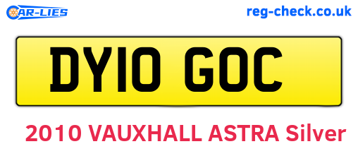 DY10GOC are the vehicle registration plates.