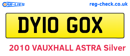 DY10GOX are the vehicle registration plates.