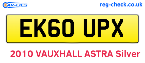 EK60UPX are the vehicle registration plates.