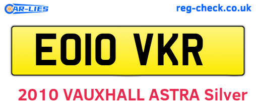 EO10VKR are the vehicle registration plates.
