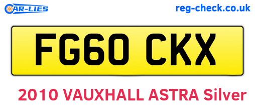 FG60CKX are the vehicle registration plates.