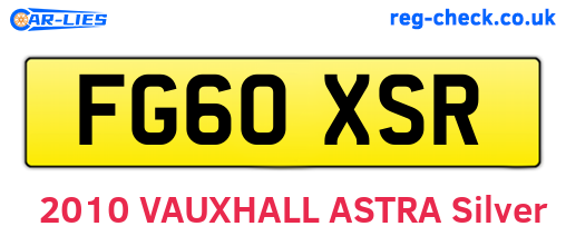 FG60XSR are the vehicle registration plates.